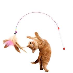 1 Piece Feathers Cat Teaser Cute Design Bell Steel Wire Cat Toys Interactive Cat Tickle Stick Plastic Handle Pet Products