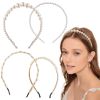 4 Pcs Pearl Headbands for Women Headbands for Hair Band With Pearls Gold and White Faux Pearl Headband for Girls Rhinestone Headbands Bridal Headdress