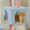 Flower Cat Tree 47.2" Multi-Level Cat Tower with Sisal Covered Scratching Posts, Cute Cat Condo for Indoor Small Medium Cats, Pink Top Perch, Ramp, Fl