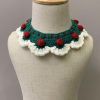 Green Cat Collar Christmas Dog Collar Bib Handmade Knitted Pet Ornaments Necklace Crochet Scarf Collar