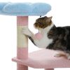 Flower Cat Tree 47.2" Multi-Level Cat Tower with Sisal Covered Scratching Posts, Cute Cat Condo for Indoor Small Medium Cats, Pink Top Perch, Ramp, Fl