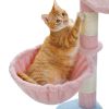 Flower Cat Tree 47.2" Multi-Level Cat Tower with Sisal Covered Scratching Posts, Cute Cat Condo for Indoor Small Medium Cats, Pink Top Perch, Ramp, Fl