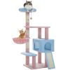 Flower Cat Tree 47.2" Multi-Level Cat Tower with Sisal Covered Scratching Posts, Cute Cat Condo for Indoor Small Medium Cats, Pink Top Perch, Ramp, Fl