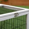 2 Levels Outdoor Rabbit Hutch with Openable Top, 59" Wooden Large Rabbit Cage with Run Weatherproof Roof, Removable Tray, Ramp, Pewter Gray