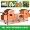 Outdoor Wooden Chicken Coop, 124" Large Hen Cage Rabbit House, Bunny Hutch with Ventilation Door, Removable Ramp Garden Backyard Pet House Chicken Nes