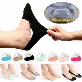 1pair Ladies Velvet Invisible Boat Socks Heel with Non-slip Silicone Spring and Summer Ultra-thin Socks Shallow Mouth Low (Color: Grey)