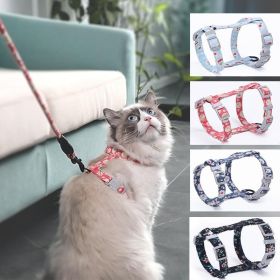 Cat Collar Harness Leash Traction Rope Chest Strap Pet Safe Gentle Leader Come with Me Kitty Harness Bungee Drop Shipping (Color: Pink, size: S 22-32cm chest)