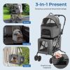 Double Pet Stroller Foldable 3-in-1 Dog Stroller with 2 Detachable Carriers